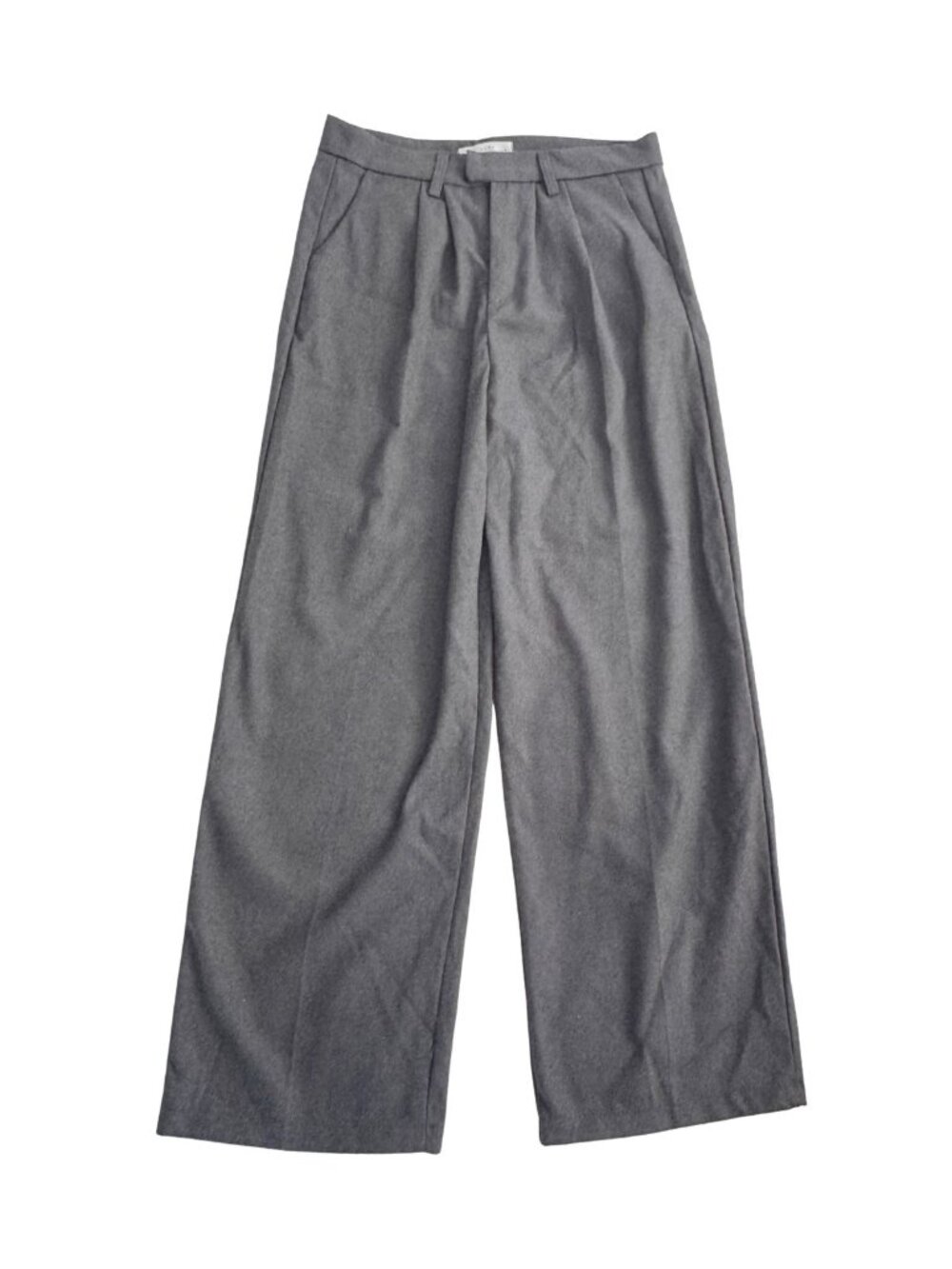 Gray Wide Leg Pleated Trousers High Waisted Dress Pants